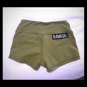 Savage Barbell Booty Shorts - Military Green